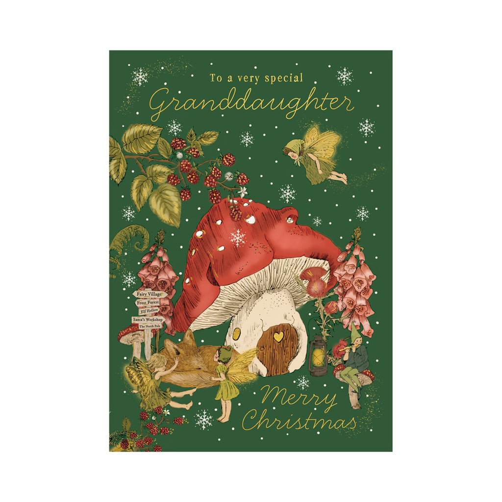 The Art File Mushroom & Fairies Special Granddaughter Christmas Card