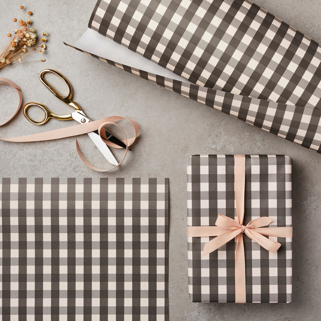 Katie Leamon Black & Cream Gingham Gift Wrap