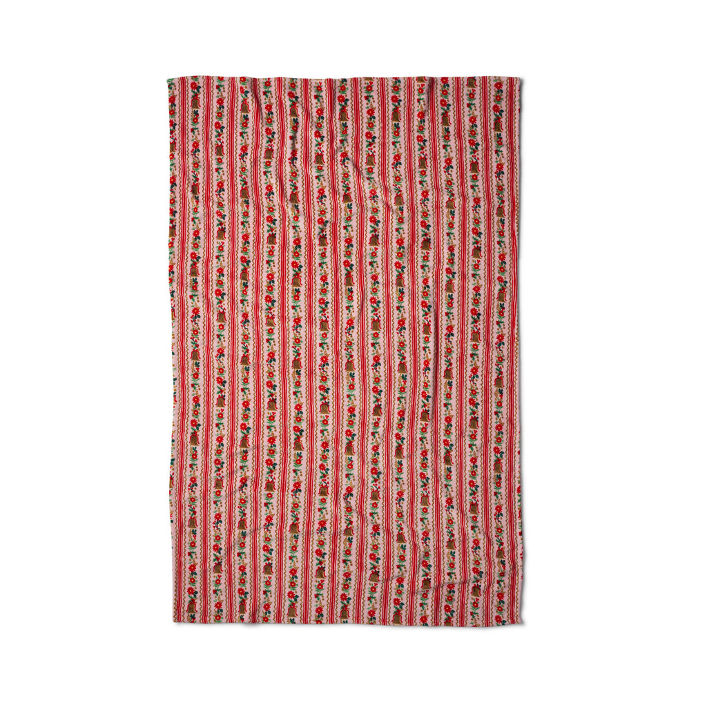 Red and white striped fabric on a white background