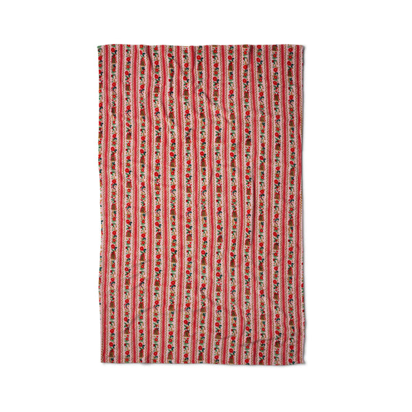 Red and white striped fabric on a white background