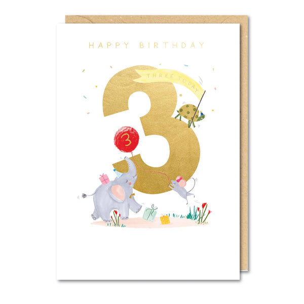 Paperlink Animals 3rd Birthday Card
