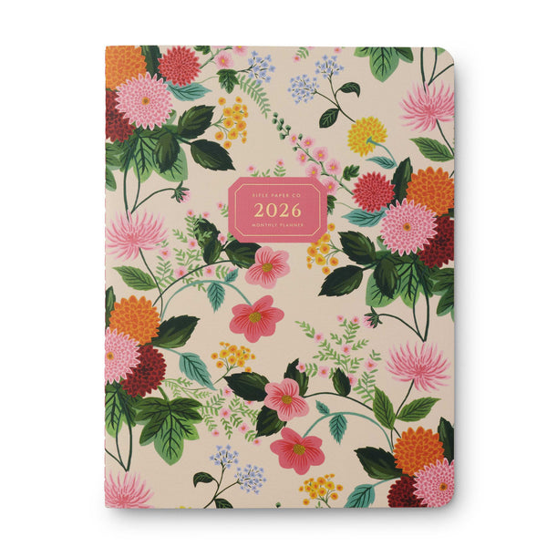 Floral-patterned notebook with '2026' on a beige background