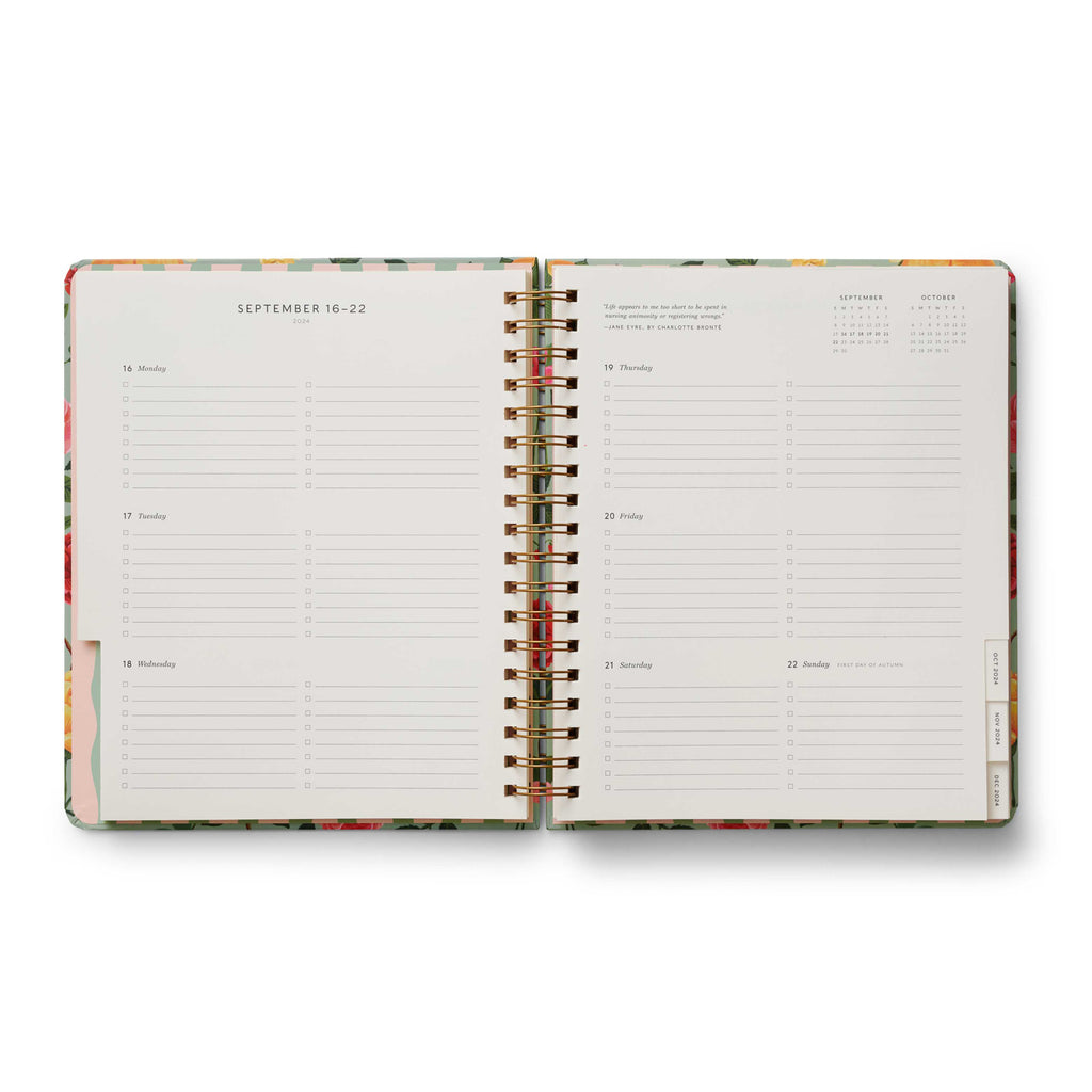 Rifle Paper Co. 17 Month 2024-2025 Hardcover Spiral Planner - Roses