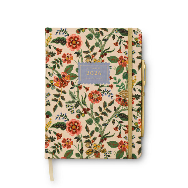 Floral patterned notebook with '2026' on a beige background