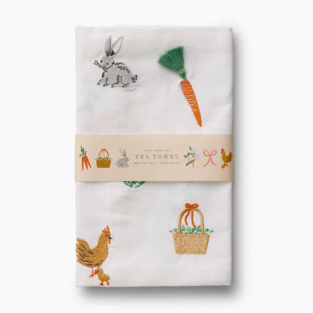 Rifle Paper Co - Spring Farm Embroidered Tea Towel