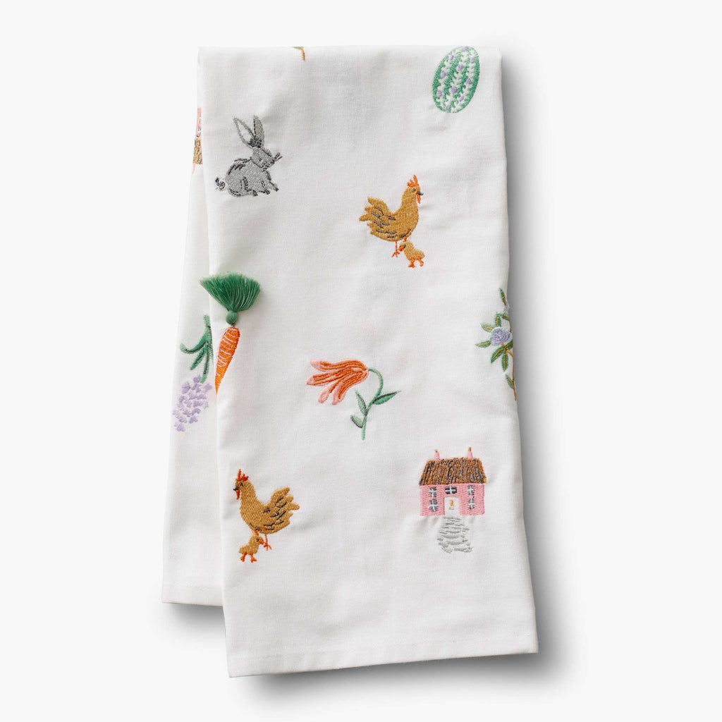 Rifle Paper Co - Spring Farm Embroidered Tea Towel