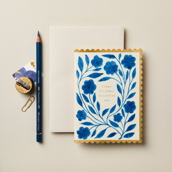 Wanderlust Paper Co. Delft Flora 'Happy Birthday Beautiful One' Card