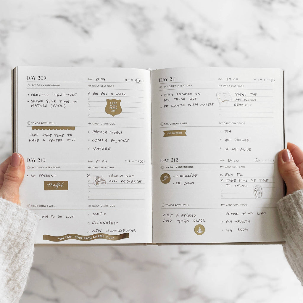 Blush And Gold - My Daily Self-Care (Black) Reflection and Gratitude Journal