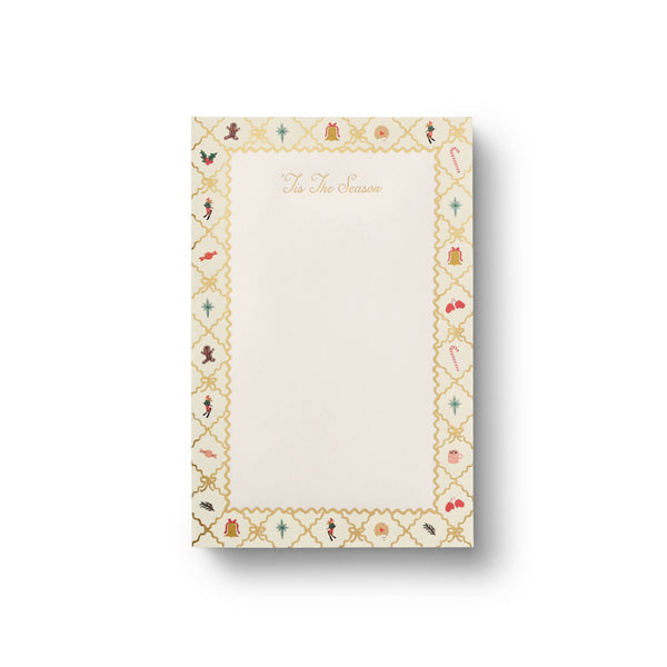 Notepad with decorative border on a white background