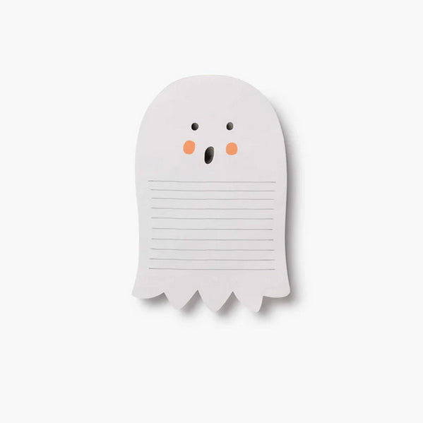 Ghost-shaped notepad with a white background