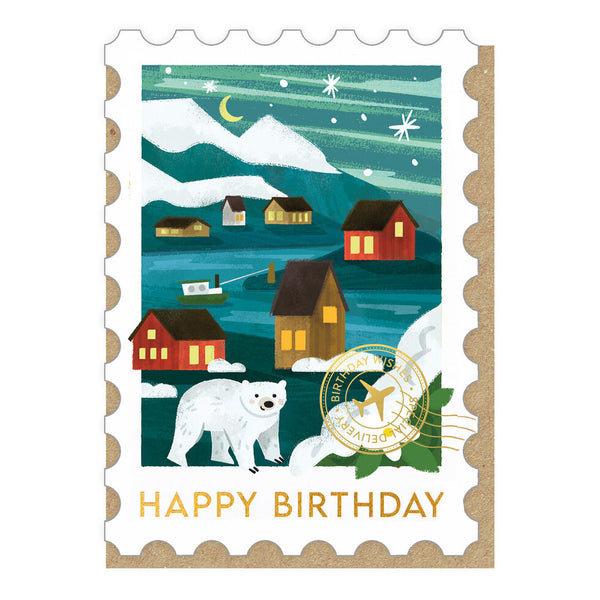 Stormy Knight Northern Lights Stamp Birthday Card