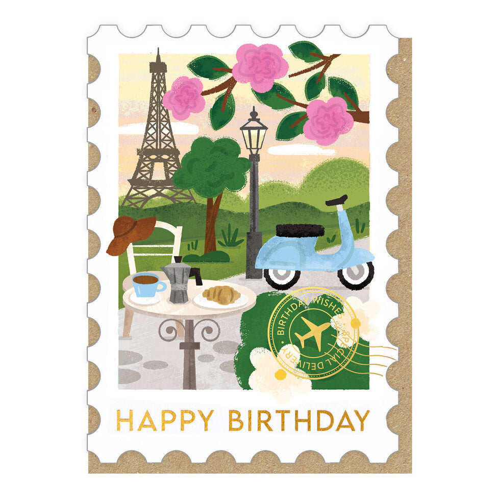 Stormy Knight Paris Stamp Birthday Card