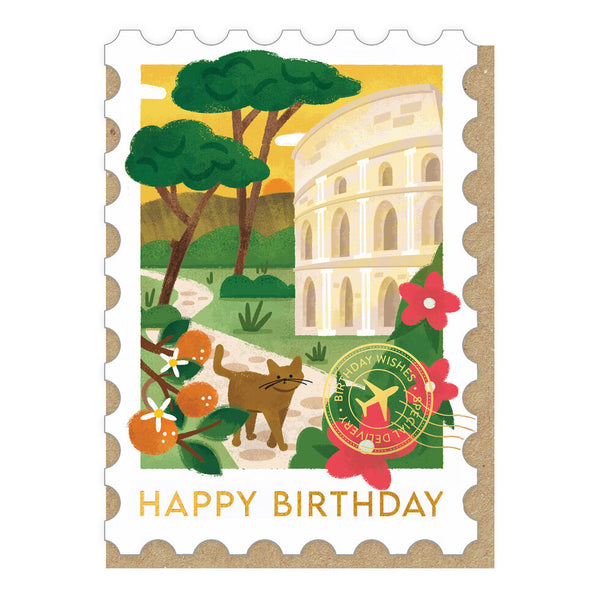 Stormy Knight Rome Stamp Birthday Card