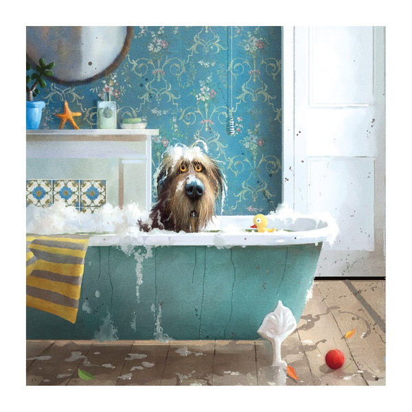 Toby The Dog Bath Time Card