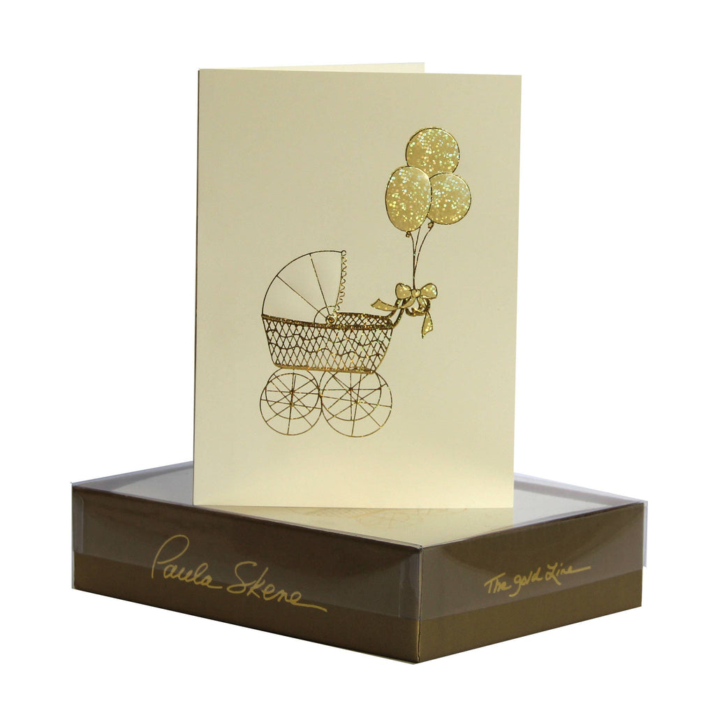 PAULA SKENE DESIGNS - Ecru Baby Buggy Card