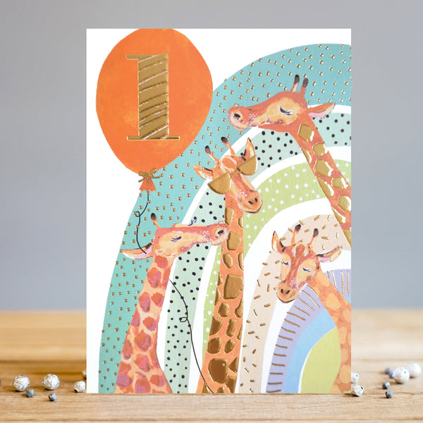Louise Tiler 1st Birthday Giraffe Card