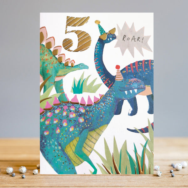 Louise Tiler 5th Birthday Dinosaurs Card