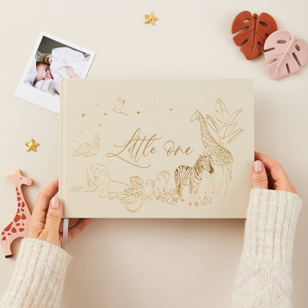Blush And Gold - Baby Memory Book - Safari (Cloth) - New Parents Keepsake