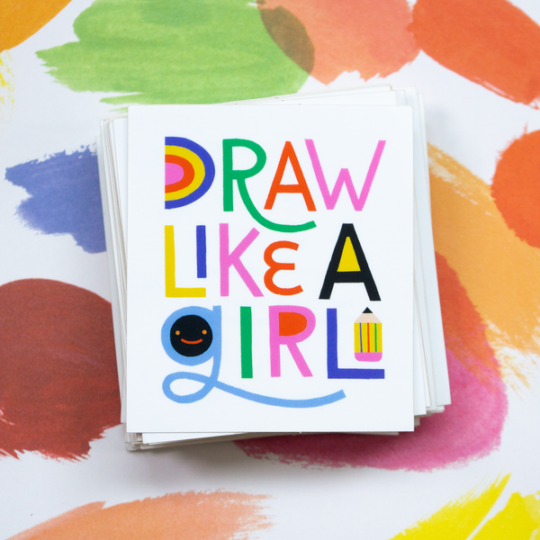Angelope Design - Draw Like a Girl Glossy Vinyl Sticker