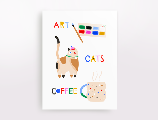 Angelope Design - Art, Cats, Coffee Greeting Card