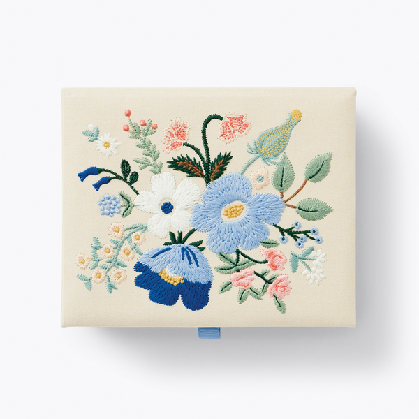 Rifle Paper Co. Medium Embroidered Keepsake Box - Garden Party Blue