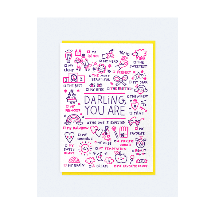 LETTERPRESS DE PARIS Darling You Are... Card (Pink)