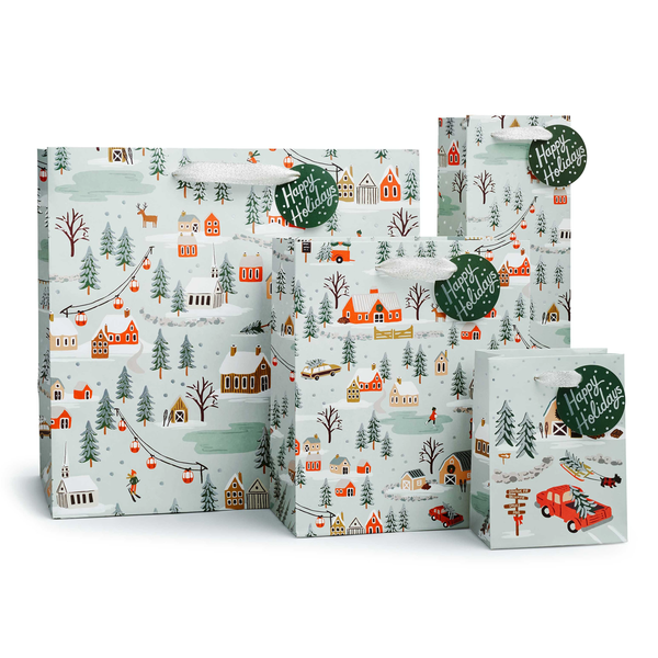 Rifle Paper Co. Christmas Gift Bags - Holiday Village