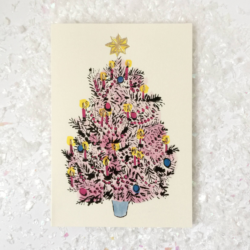 Yes! Paper Goods - Kitsch Pink Christmas Tree Card Set