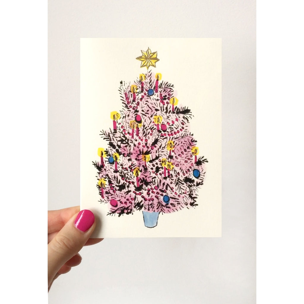 Yes! Paper Goods - Kitsch Pink Christmas Tree Card Set