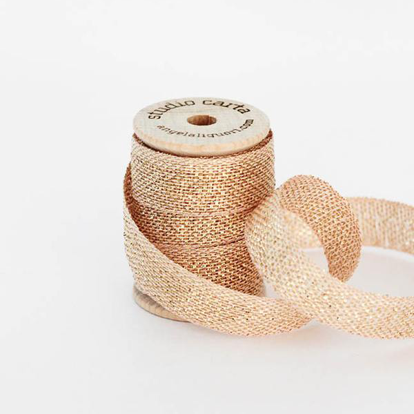 Studio Carta Metallic Loose Weave Ribbon - Blush & Gold