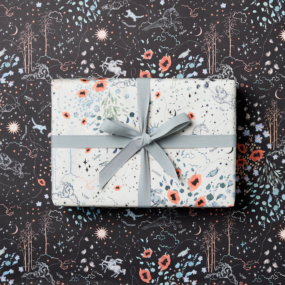 Katie Leamon L&L Heirloom Zodiac Navy & Ivory Gift Wrap (Double Sided)