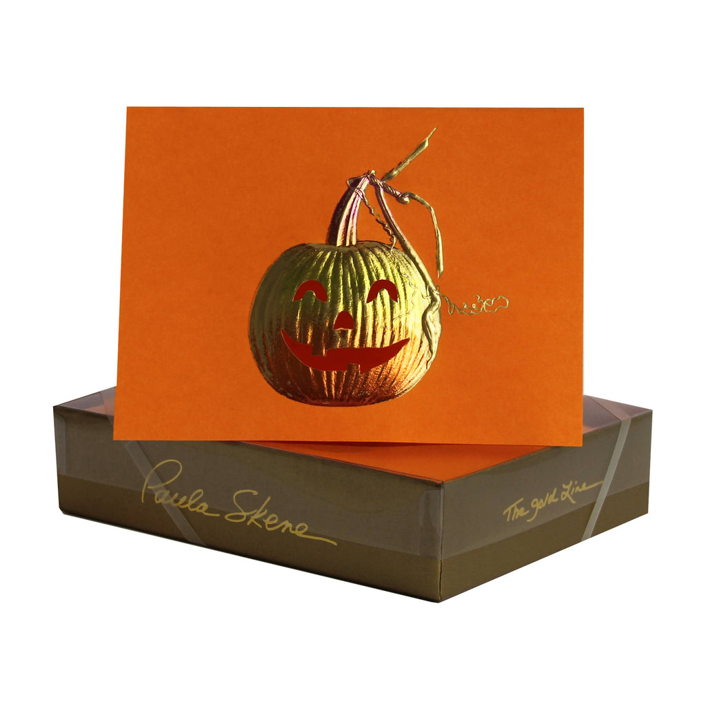 PAULA SKENE DESIGNS - Jack O'Lantern Halloween Card (Orange)