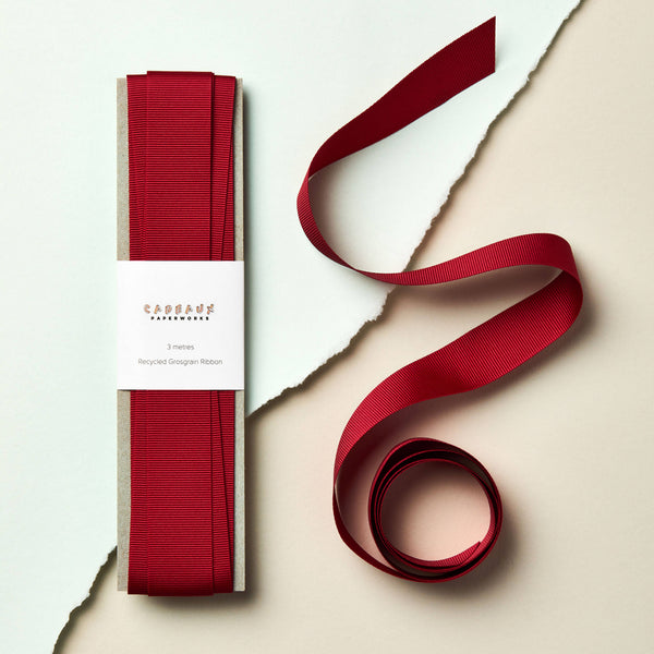 Cadeaux Paperworks - Luxury Recycled Grosgrain Ribbon - Ruby