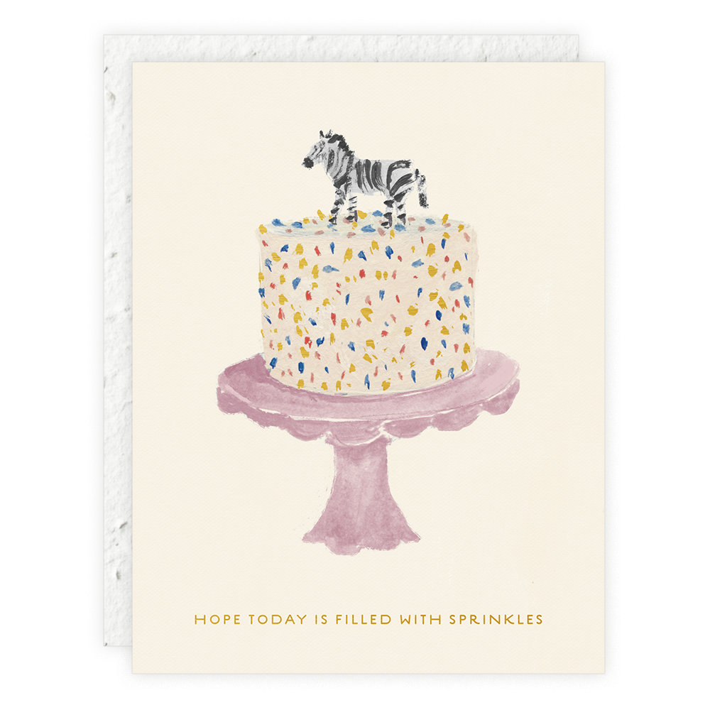Seedlings - Zebra Cake -Birthday Card