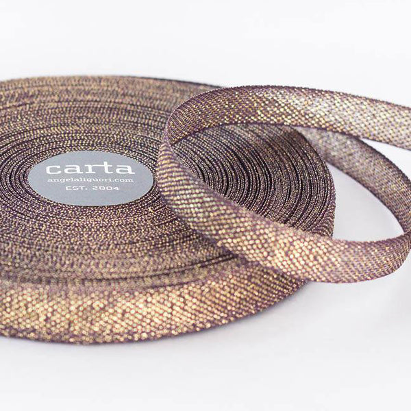 Studio Carta Metallic Loose Weave Ribbon - Plum & Gold (2m Lengths)