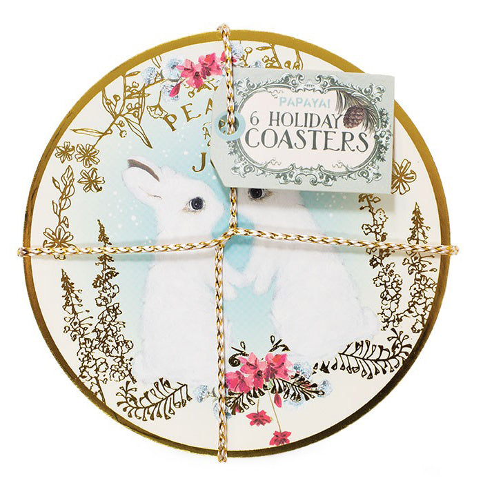 Papaya! Art Woodland Holiday Coaster Set