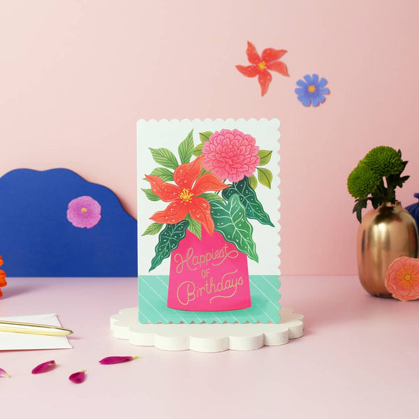 Ricicle Cards - Happiest of Birthdays Vase Card