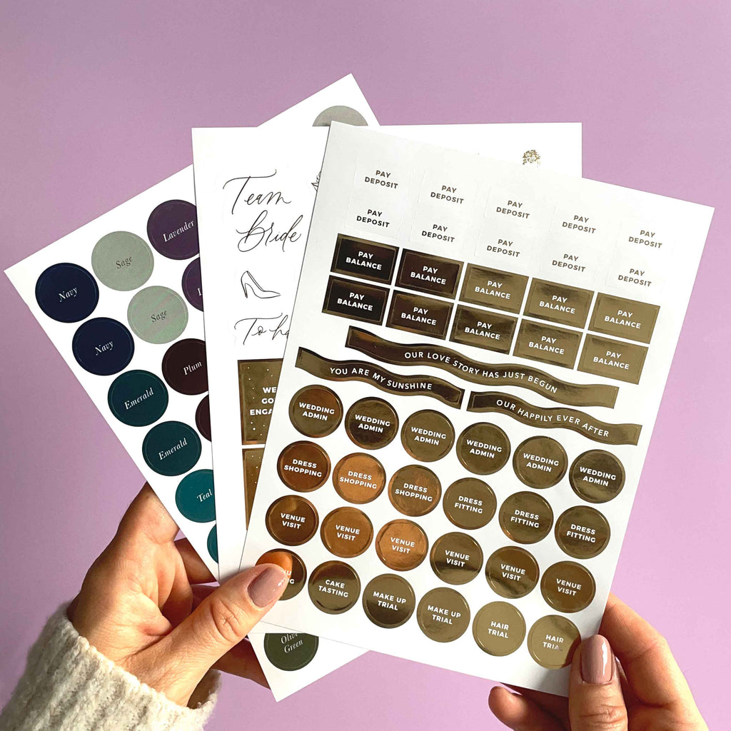 Blush And Gold - Wedding Sticker Pack (3 sheets)