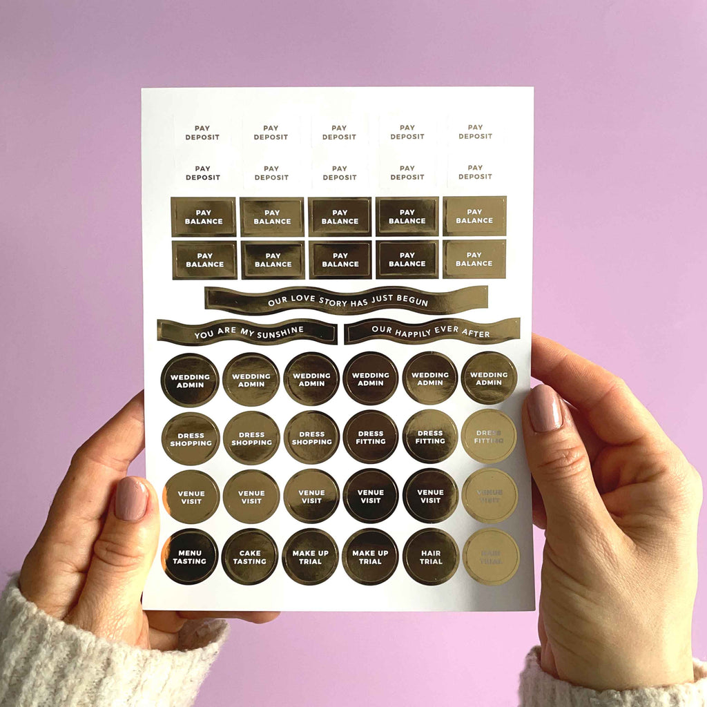 Blush And Gold - Wedding Sticker Pack (3 sheets)