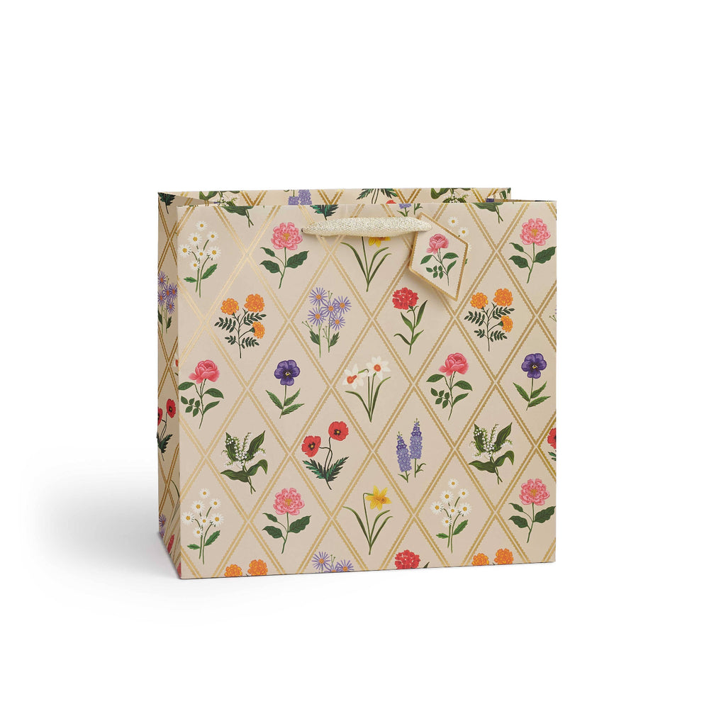 Gift bag with floral pattern on a white background