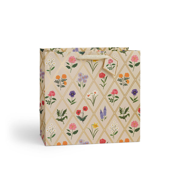 Gift bag with floral pattern on a white background
