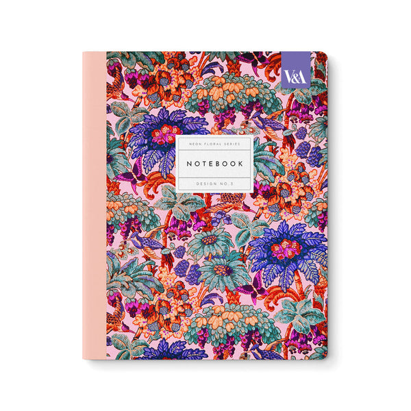 V&A Neon Floral Coral Jungle Exercise Book