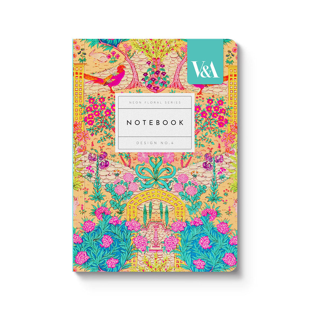 V&A Neon Floral Ornate Garden Premium Paperback Notebook (A6)
