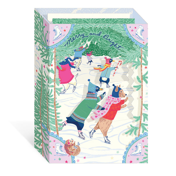 Ohh Deer Merry And Bright Skating 3D Christmas Card
