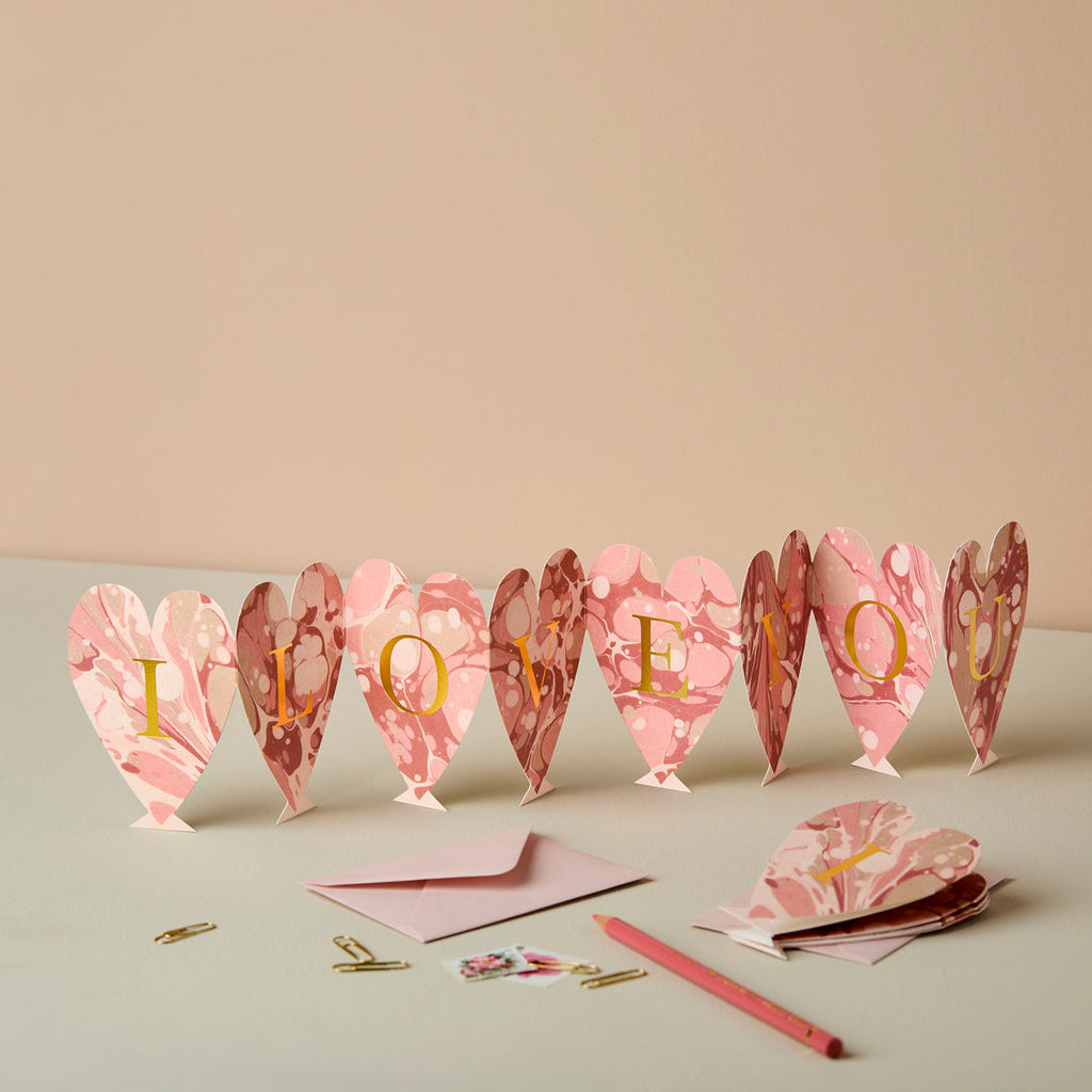 Wanderlust Paper Co. Heart Concertina 'I Love You' Mini Card