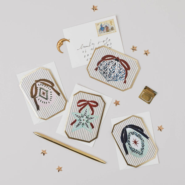 Katie Housley - CHRISTMAS BLUE BAUBLE BOTANICAL MINI HOLIDAY Christmas Card