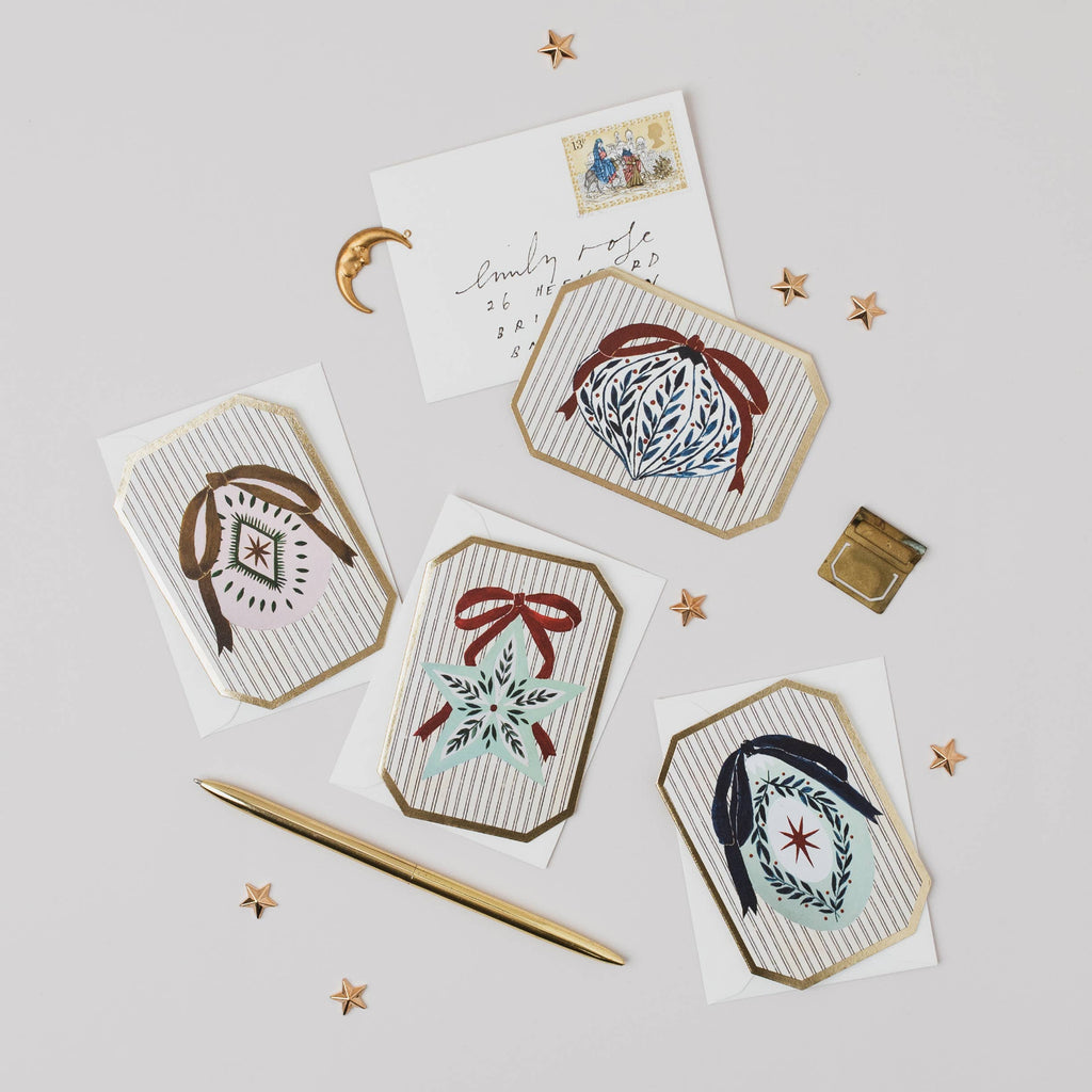 Katie Housley - CHRISTMAS PINK BAUBLE BOTANICAL MINI Christmas Card