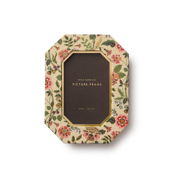 Floral patterned picture frame on a white background