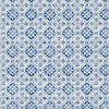 Patterned fabric with blue and white geometric design
