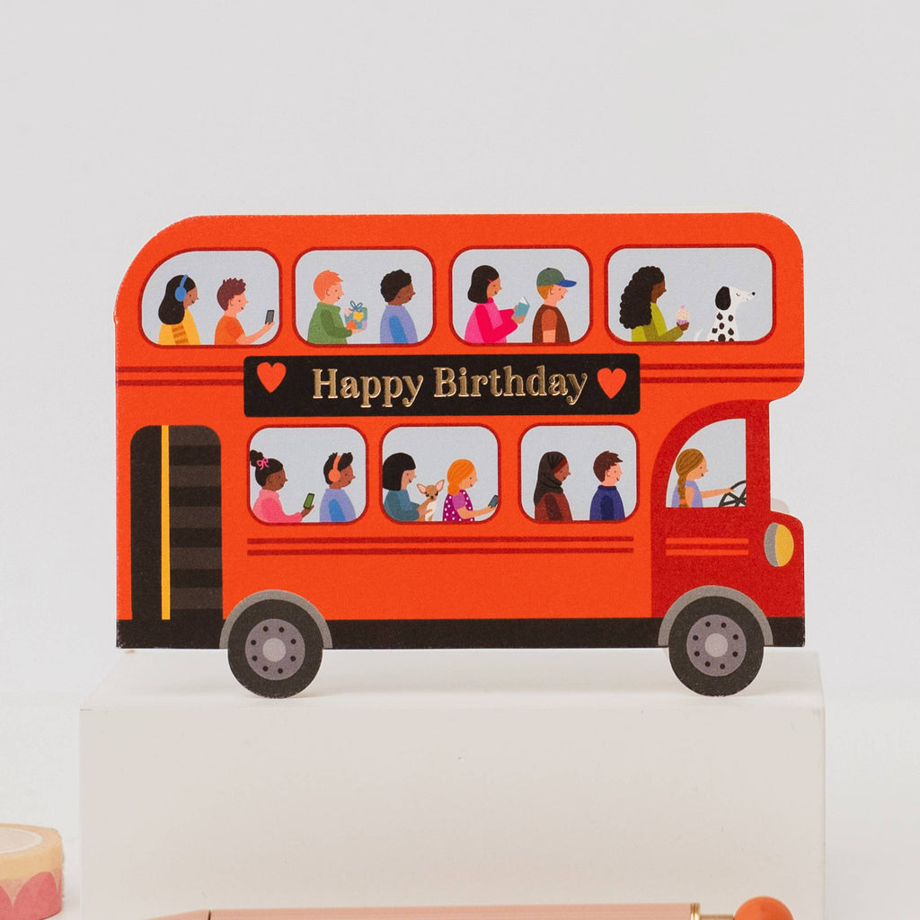 Mifkins - London Bus Die-Cut Birthday Card